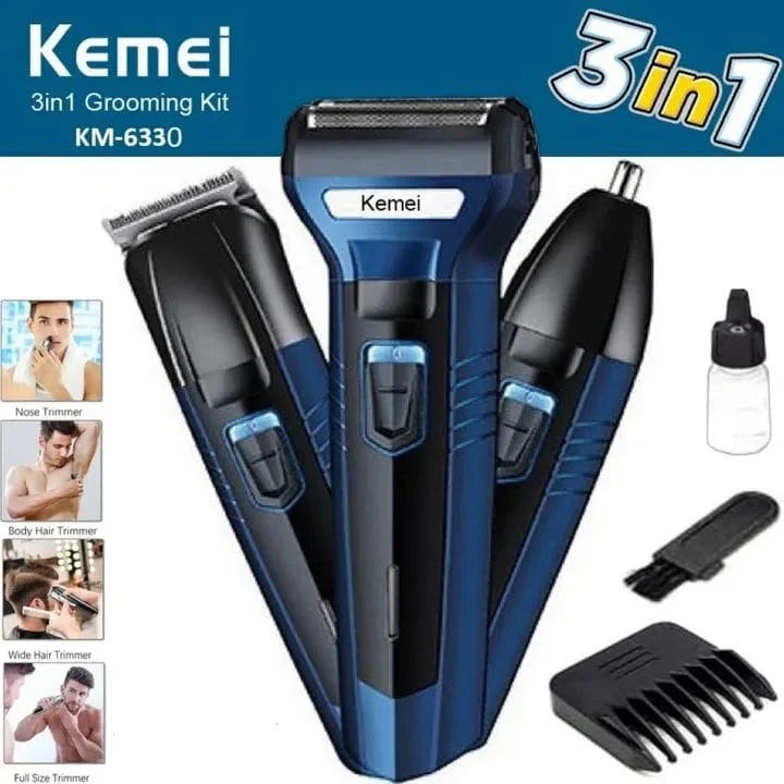 Kemei 3 In 1 Professional Hair Trimmer Nose Beard Trimmer